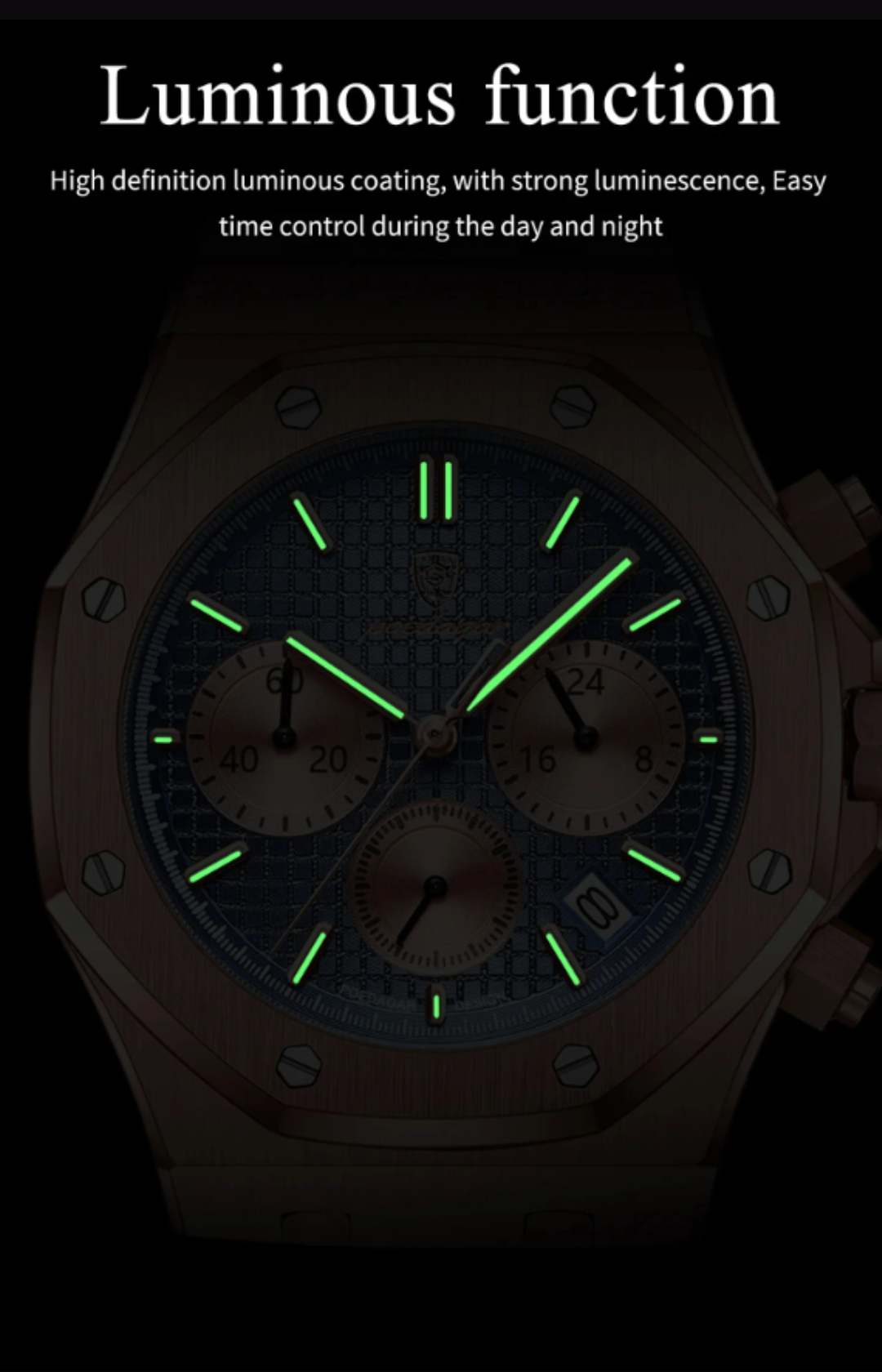 SteelEdge Chrono – Men's Luxury Quartz Watch with Luminous Dial, Date Display & Waterproof Design