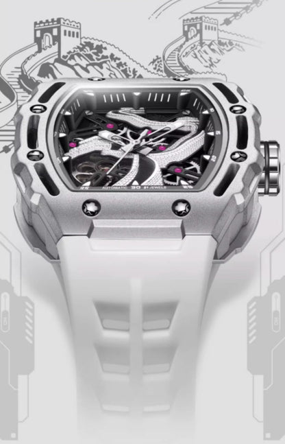 Mark Fairwhale Great Wall Edition – Men's Skeleton Automatic Watch with Architectural Detailing