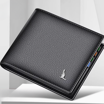Kangaroo EliteSlim Wallet - 2025 Premium Top-Grain Cowhide Leather Men’s Slim Bifold Wallet with Integrated Multi-Card Holder