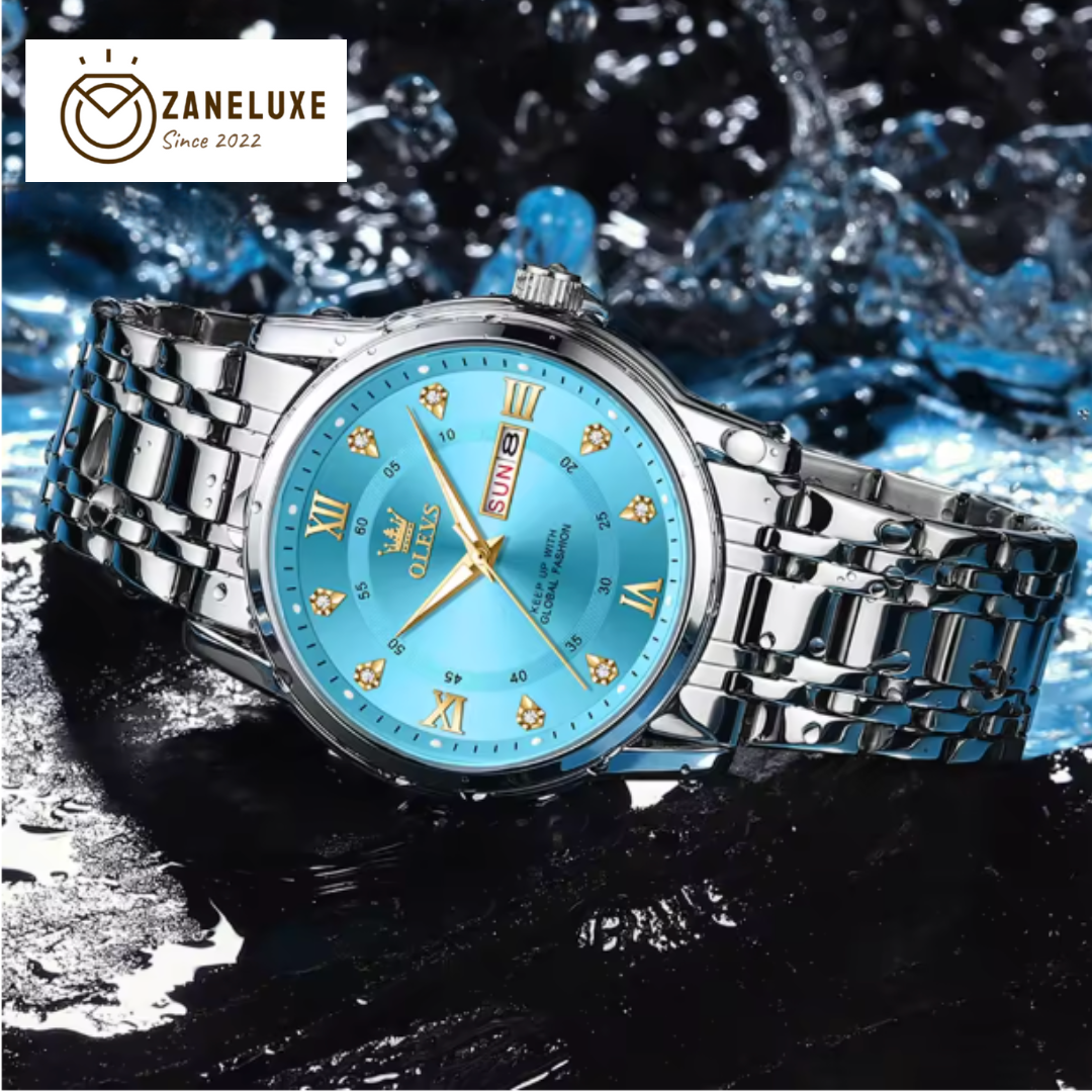 BlueDiamond DayDate - Elegance Day-Date Stainless Steel Watch