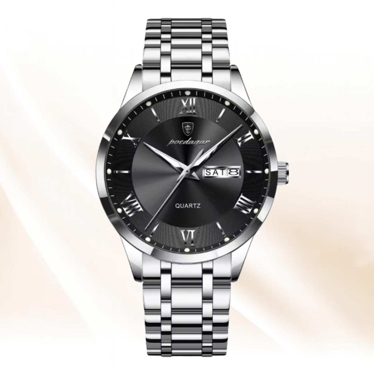 AstraChron – Men’s Stainless-Steel Quartz Sports Watch, 3 ATM Waterproof, Luminous Hands & Week/Date Display