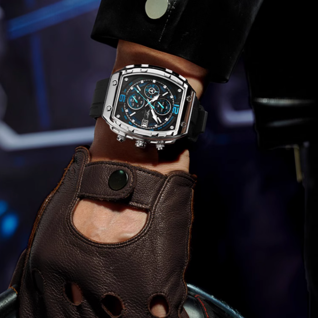 Swiss Timepiece - Barrel-Style Men's Watch – Genuine Swiss Quartz & Mechanical Hybrid, Waterproof, Perfect Gift For Men