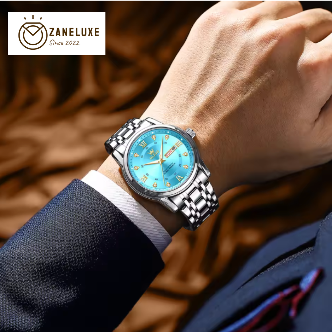 BlueDiamond DayDate - Elegance Day-Date Stainless Steel Watch