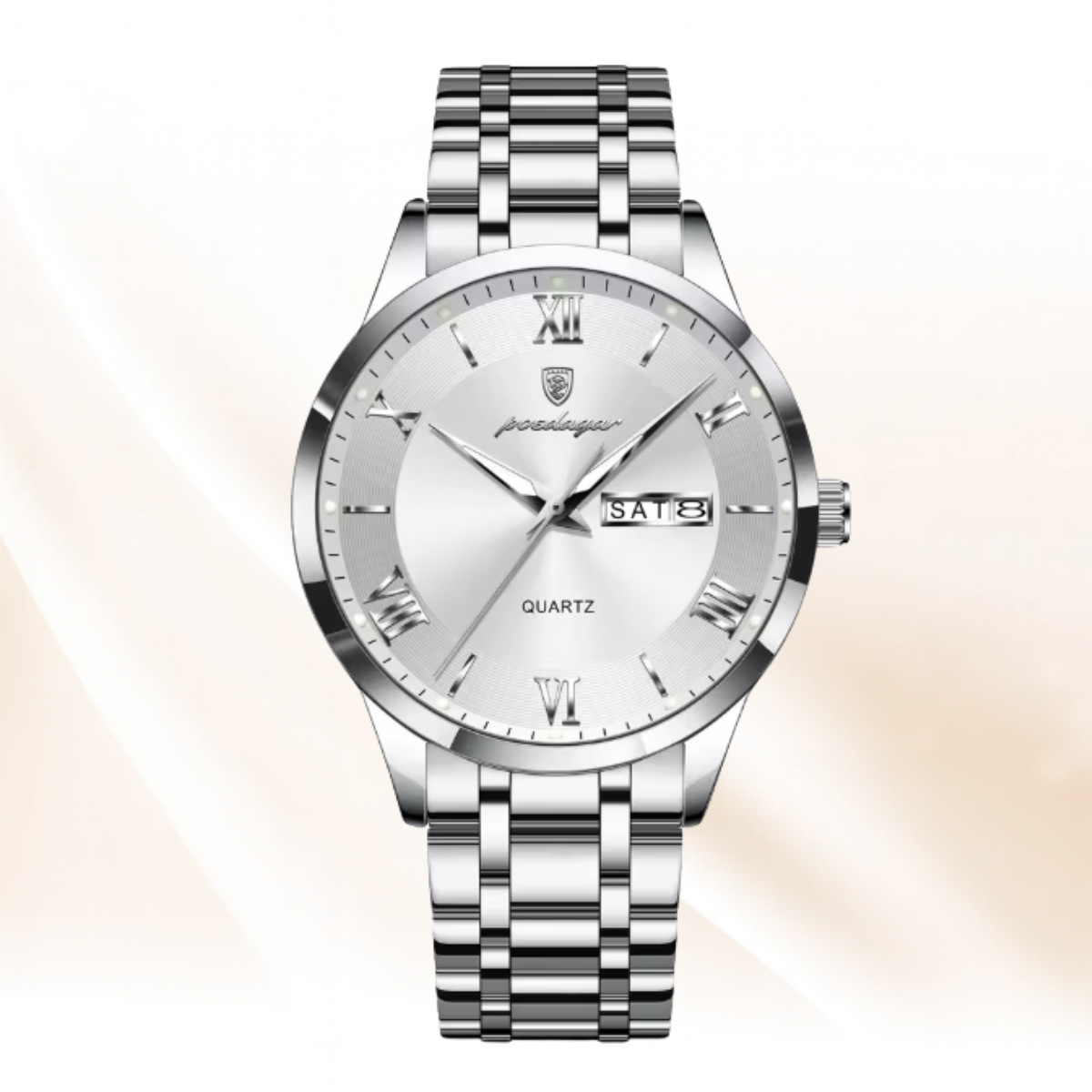 AstraChron – Men’s Stainless-Steel Quartz Sports Watch, 3 ATM Waterproof, Luminous Hands & Week/Date Display