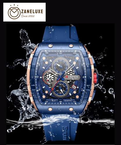 SquareSport Elite -  Luxury Men’s Quartz Watch – Waterproof Silicone Strap