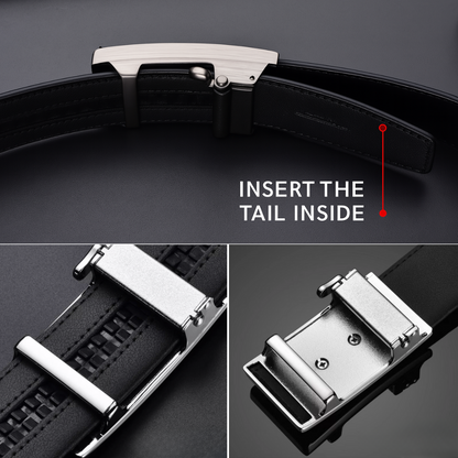 Premium Buckle Belt - 2025 Men’s Genuine Cowhide Leather Belt with Automatic Buckle – Sleek Business & Casual Style