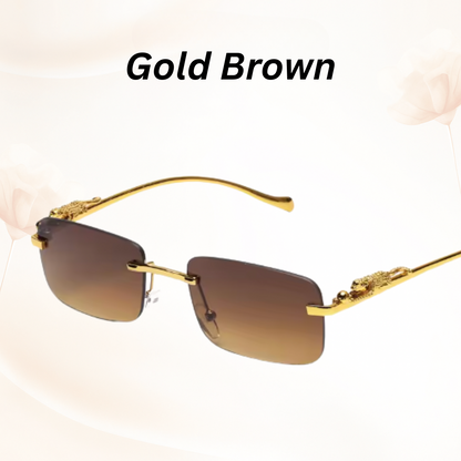 EdgeCut Rimless Shades - UV400 Rimless Square Metal Sunglasses