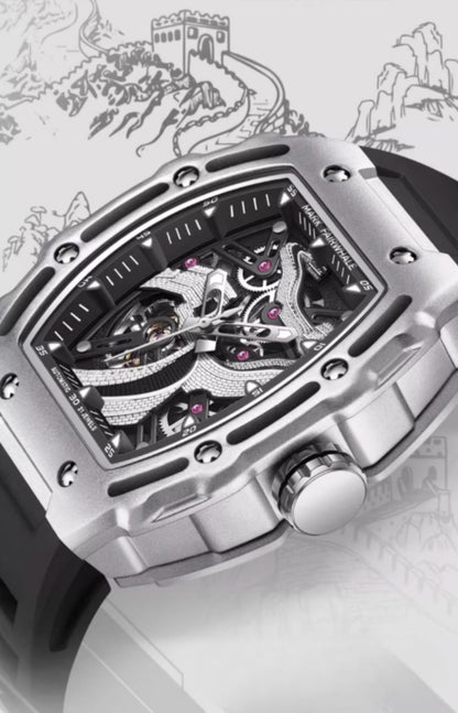 Mark Fairwhale Great Wall Edition – Men's Skeleton Automatic Watch with Architectural Detailing