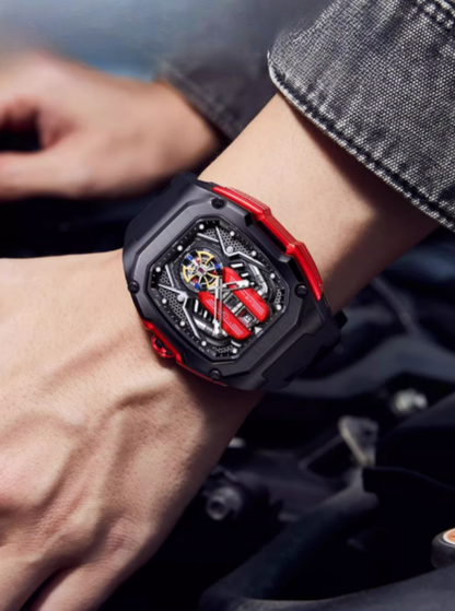 Supercar-Inspired Men's Quartz Watch – 3D Engine Design, Luminous, Waterproof, Multi-Function, High-End Style