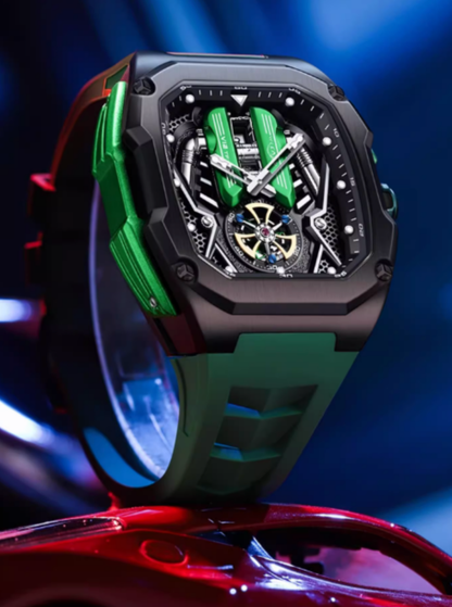 Supercar-Inspired Men's Quartz Watch – 3D Engine Design, Luminous, Waterproof, Multi-Function, High-End Style