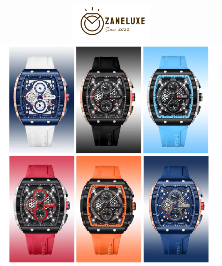 SquareSport Elite -  Luxury Men’s Quartz Watch – Waterproof Silicone Strap