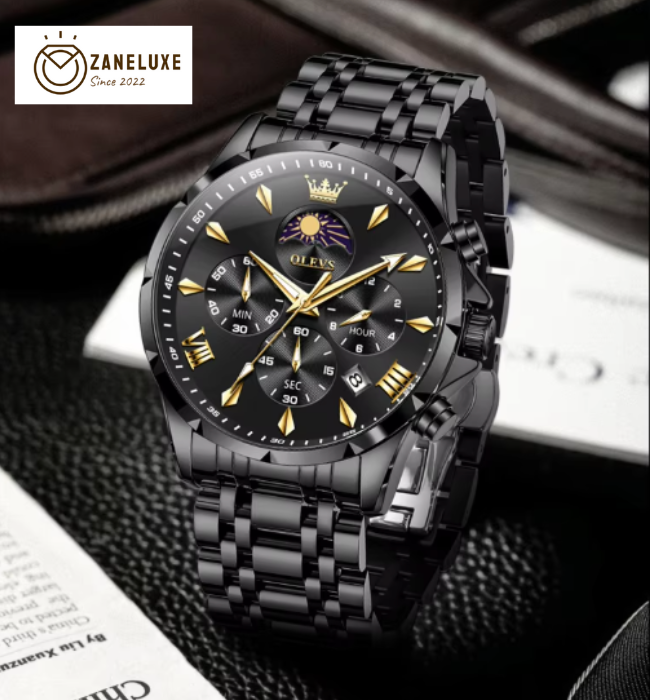 Moonphase Chrono Pro 7-Series - Moonphase Chronograph Quartz Watch for Men – Stainless Steel, Multifunction & Waterproof