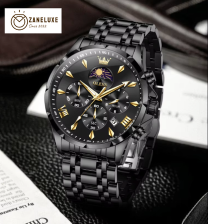 Moonphase Chrono Pro 7-Series - Moonphase Chronograph Quartz Watch for Men – Stainless Steel, Multifunction & Waterproof