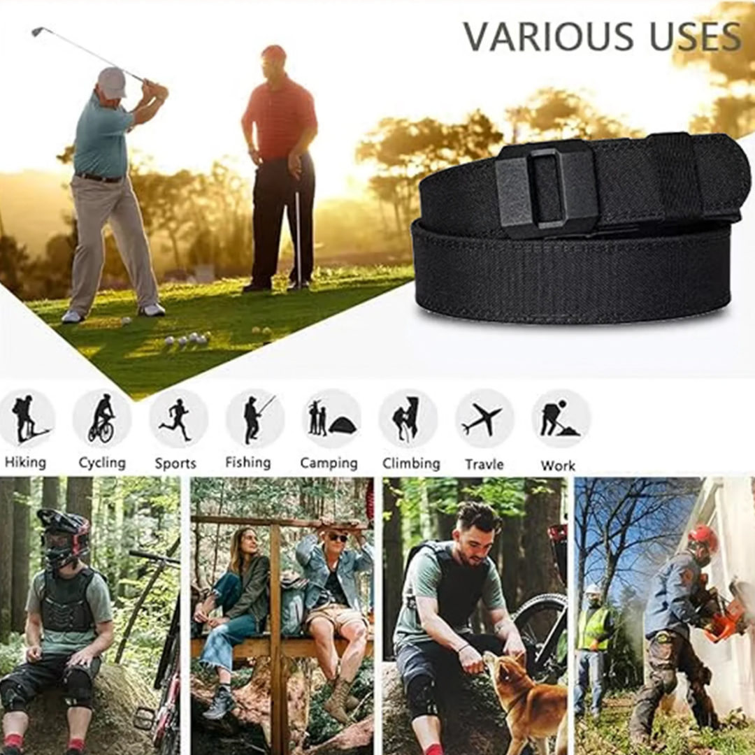 TrailFlex Belt - Men’s Outdoor Nylon Canvas Belt – Quick-Dry, Toothless Automatic Buckle, Casual & Durable