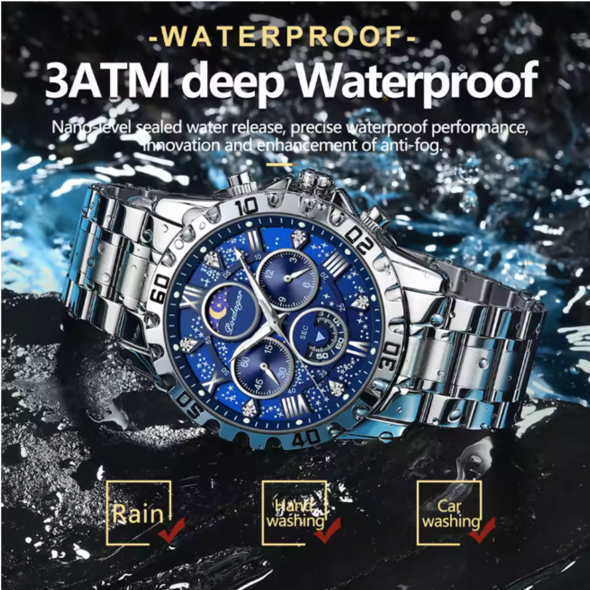 ChronoLuxe - Luxury Waterproof Luminous Chronograph Stainless Steel Casual Sports Men Watch