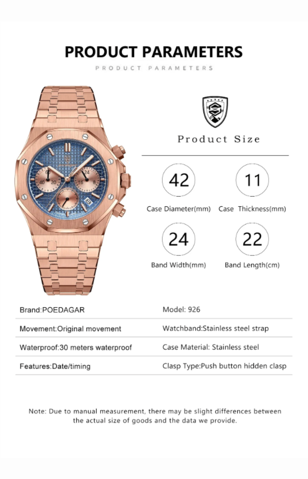 SteelEdge Chrono – Men's Luxury Quartz Watch with Luminous Dial, Date Display & Waterproof Design