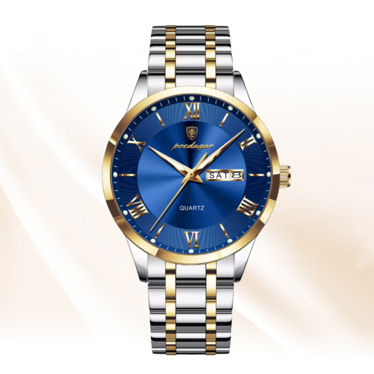 AstraChron – Men’s Stainless-Steel Quartz Sports Watch, 3 ATM Waterproof, Luminous Hands & Week/Date Display