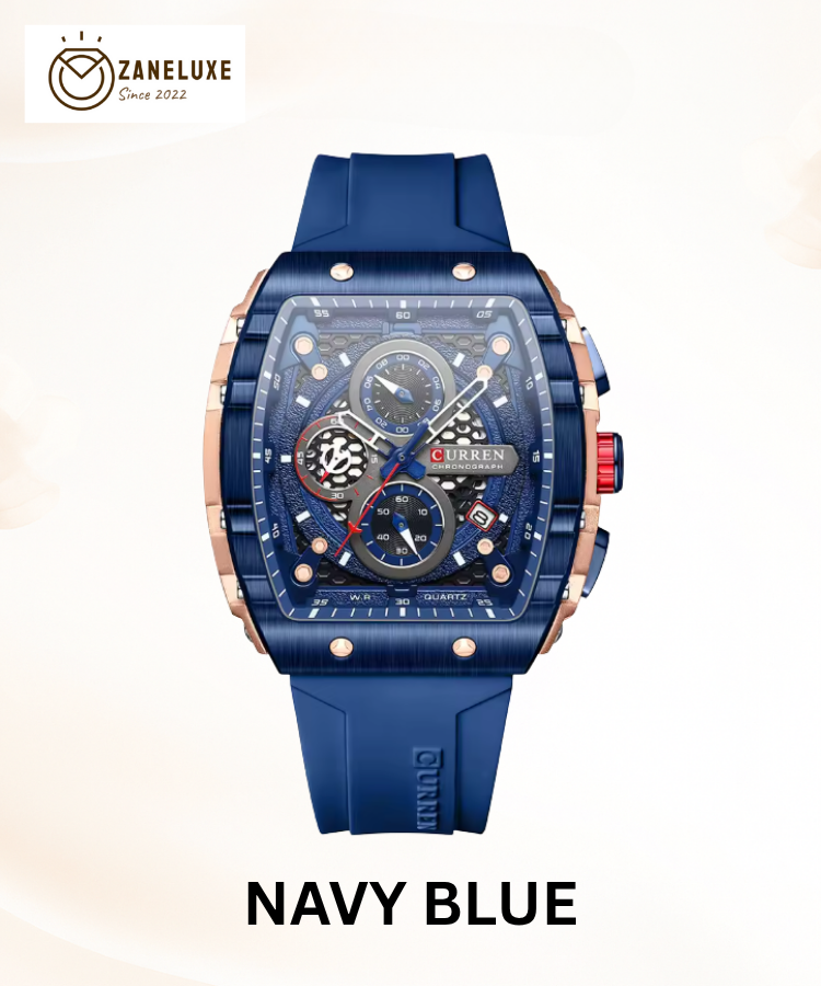 SquareSport Elite -  Luxury Men’s Quartz Watch – Waterproof Silicone Strap