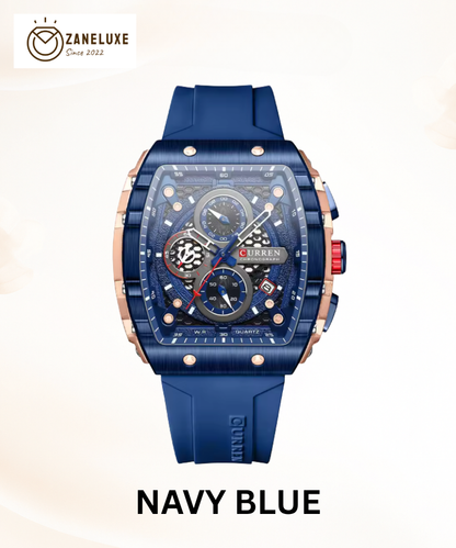 SquareSport Elite -  Luxury Men’s Quartz Watch – Waterproof Silicone Strap