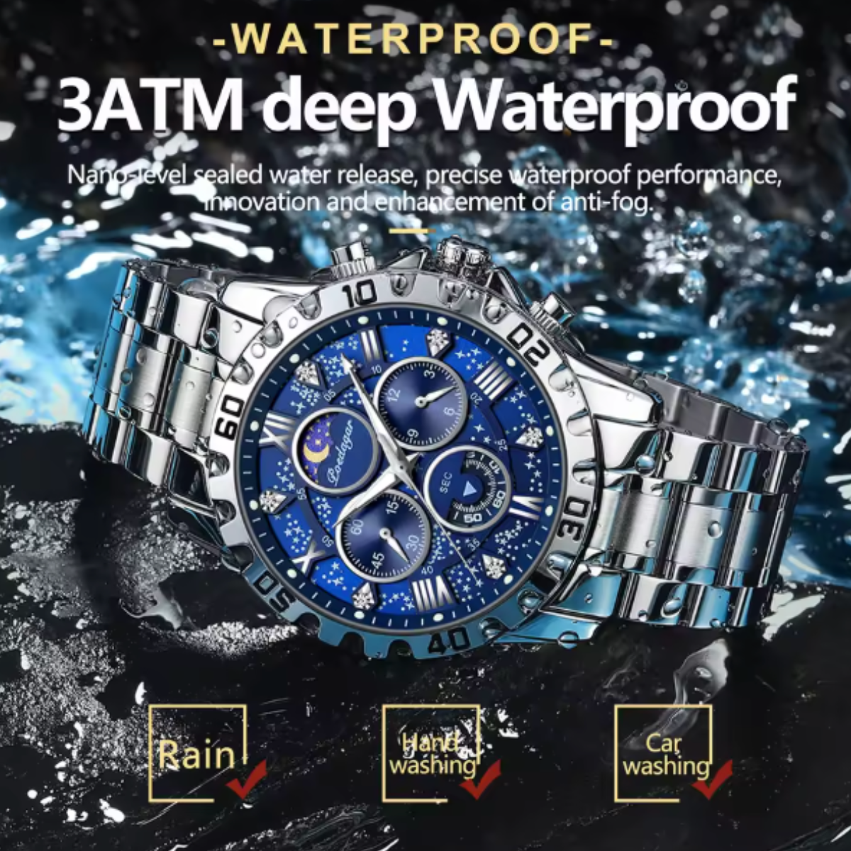 ChronoSteel Luxury Zaneluxe Chronograph Watch | Quartz Movement, Waterproof, Luminous Stainless Steel Sport Watch