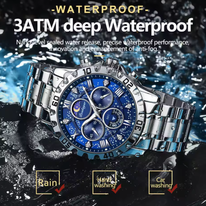 ChronoSteel Luxury Zaneluxe Chronograph Watch | Quartz Movement, Waterproof, Luminous Stainless Steel Sport Watch