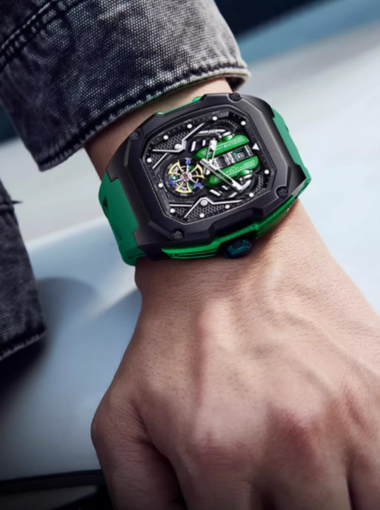 Supercar-Inspired Men's Quartz Watch – 3D Engine Design, Luminous, Waterproof, Multi-Function, High-End Style