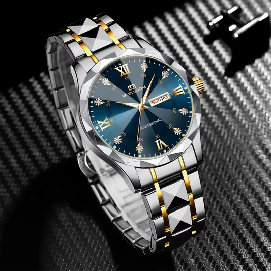 Diamond Luxury Night Glow Double Calendar Quartz Movement 41mm Watch
