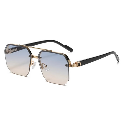 Men's Metal Sunglasses Square Half Frame Casual Trend Personality Retro Fashion For Outdoor