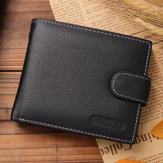 Vintage Heritage Collection - Men’s Genuine Leather Bifold Wallet with Zippered Coin Pocket, Secure Buckle Closure & Photo ID Sleeve