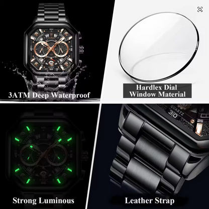 Iron Eclipse - ZaneLuxe Luxury Men's Automatic Watch Gold & Silver