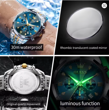 Luminous Chronograph - AstroVanta Wristwatch Stainless Steel Quartz For Men