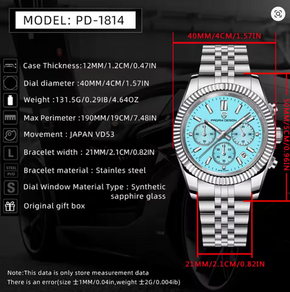 Duskline - ZaneLuxe's Luminous Chronograph Edition - Stainless Steel Automatic Watch