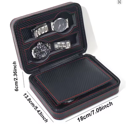 Black 4-Slot Organizer - Travel Watch Sunglasses Storage