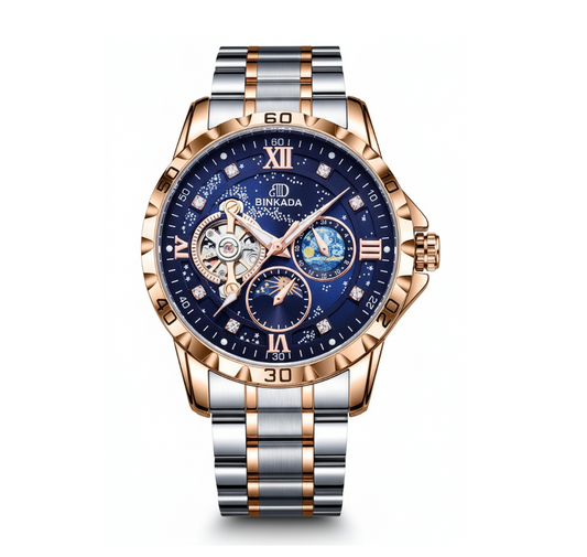 Stellar Crown - ZaneLuxe Luxury Men's Automatic Watch Gold & Silver