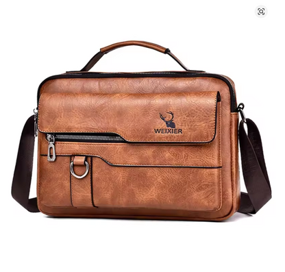 The Hudson Leather Shoulder Bag - PU Leather Flaps Men's Crossbody Bag - Messenger Bag Travel Bag