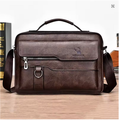 The Hudson Leather Shoulder Bag - PU Leather Flaps Men's Crossbody Bag - Messenger Bag Travel Bag