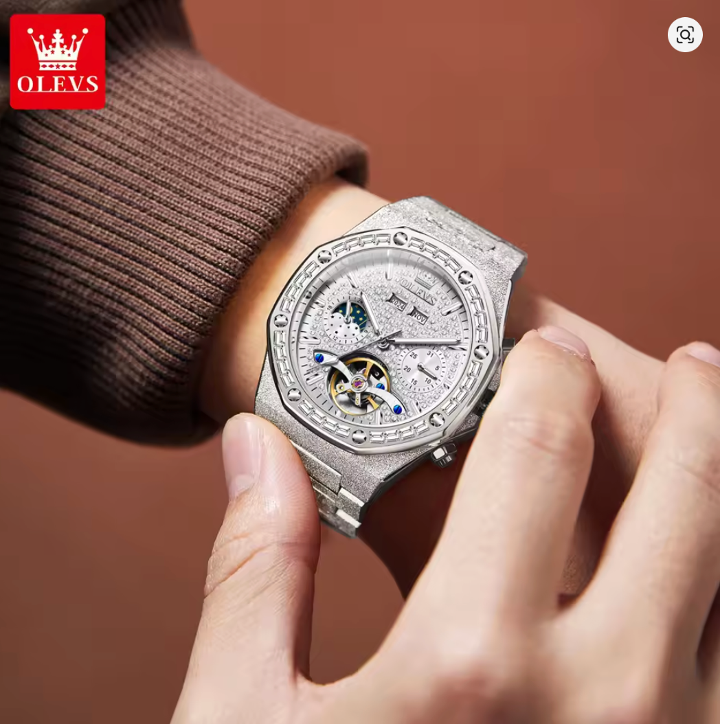 The Inferno - Tourbillon Automatic Mechanical Watch Diamond Dial Waterproof Moon Phase Watch