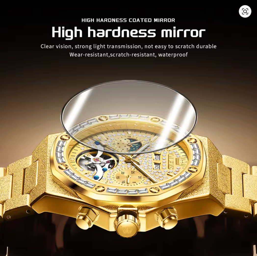 The Inferno - Tourbillon Automatic Mechanical Watch Diamond Dial Waterproof Moon Phase Watch