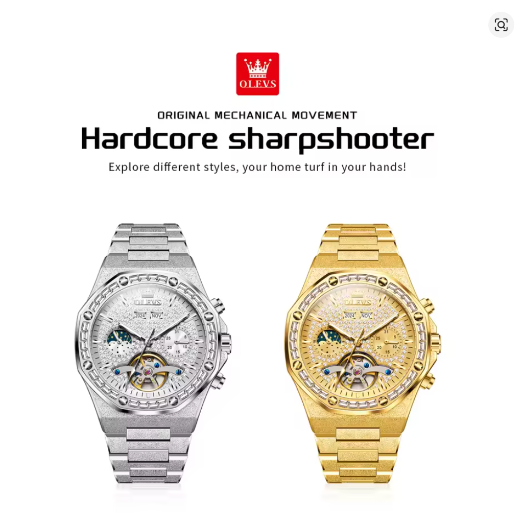 The Inferno - Tourbillon Automatic Mechanical Watch Diamond Dial Waterproof Moon Phase Watch