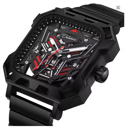 The Stratos - Square Skeleton Automatic Mechanical Watch, Stainless Steel Strap Men's Watches
