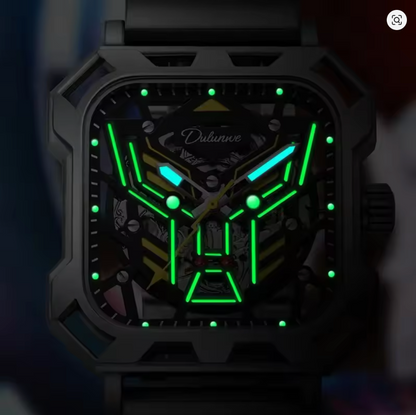 The Stratos - Square Skeleton Automatic Mechanical Watch, Stainless Steel Strap Men's Watches