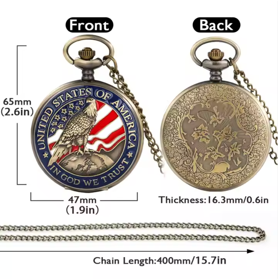 The Liberty Timepiece - Quartz Pocket Watch - Happy Independence Day
