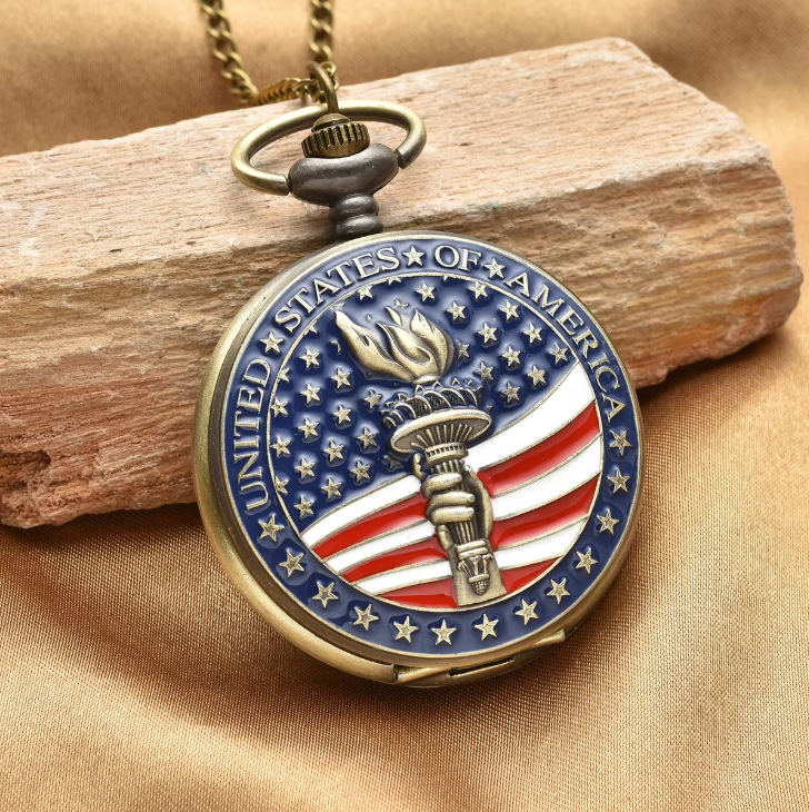 The Liberty Timepiece - Quartz Pocket Watch - Happy Independence Day