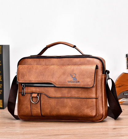 The Hudson Leather Shoulder Bag - PU Leather Flaps Men's Crossbody Bag - Messenger Bag Travel Bag