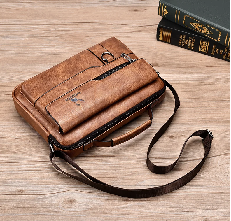 The Hudson Leather Shoulder Bag - PU Leather Flaps Men's Crossbody Bag - Messenger Bag Travel Bag