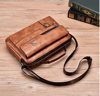 The Hudson Leather Shoulder Bag - PU Leather Flaps Men's Crossbody Bag - Messenger Bag Travel Bag