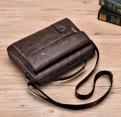 The Hudson Leather Shoulder Bag - PU Leather Flaps Men's Crossbody Bag - Messenger Bag Travel Bag