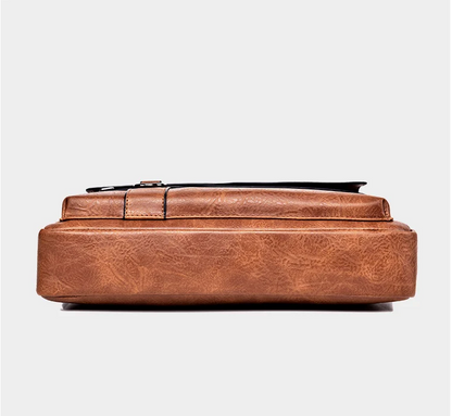 The Hudson Leather Shoulder Bag - PU Leather Flaps Men's Crossbody Bag - Messenger Bag Travel Bag