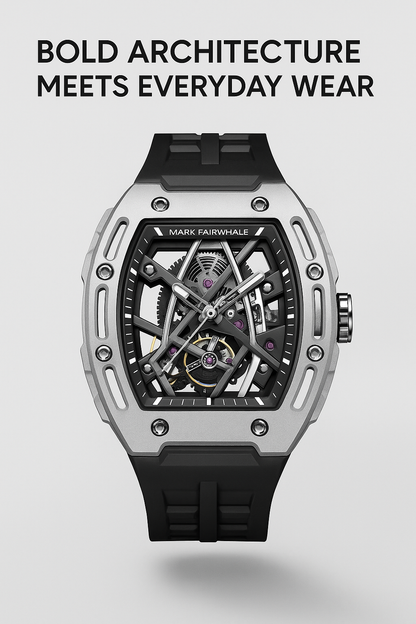 Mark Fairwhale Great Wall Edition – Men's Skeleton Automatic Watch with Architectural Detailing