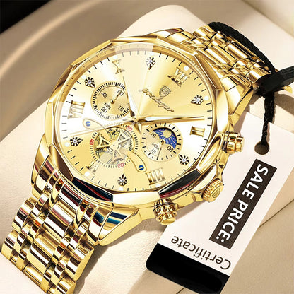 Luminous Chronograph Wristwatch Stainless Steel Quartz For Men